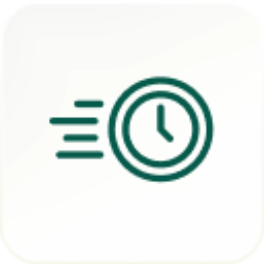Symbol: Uhr mit Bewegungslinien – schnelle Wirkung