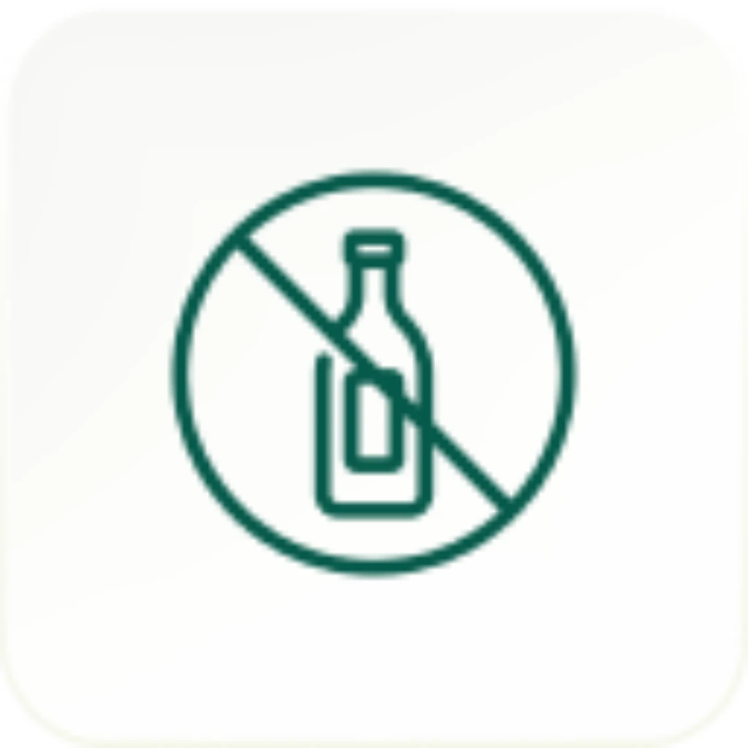 Symbol: Durchgestrichene Flasche – kein Alkohol